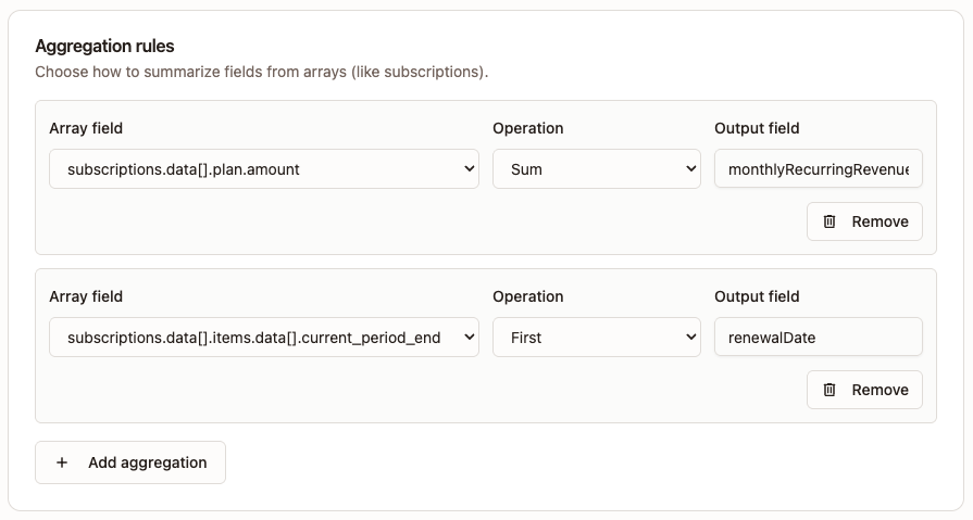 Stripe Step 1 - Aggregation Rules