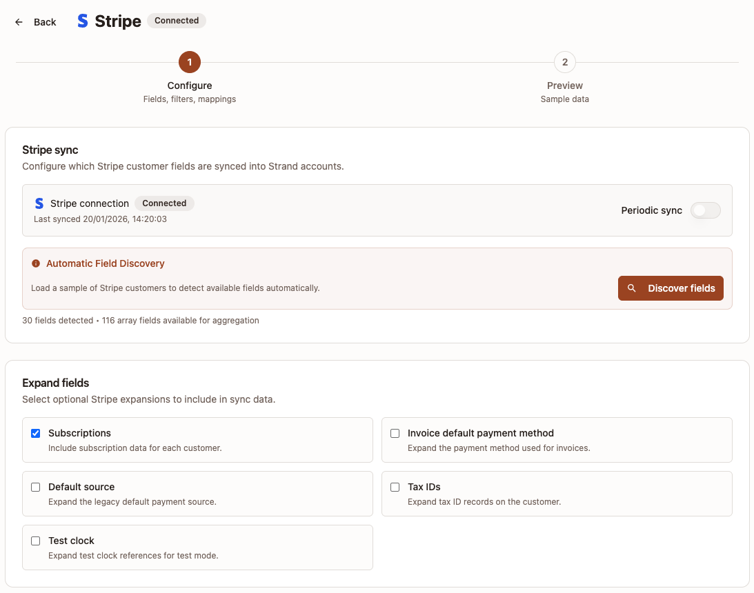 Stripe Step 1 - Expand Fields